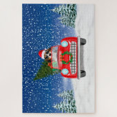 Beagle Hund Auto fahren im Schnee Weihnachten Jigs Puzzle (Vertikal)