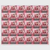 Beagle Hund Auto mit Herzvalentiner Geschenkpapier (Flach)