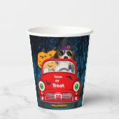 Beagle Hund Autofahren Auto Beängstigend Halloween Pappbecher (Rückseite)