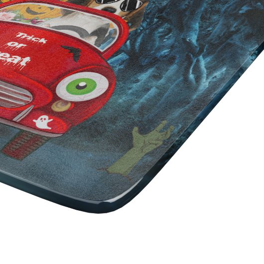 Beagle Hund Autofahren Auto Beängstigend Halloween Schneidebrett (Ecke)