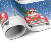 Beagle Hund Autofahren im Schnee Weihnachten Geschenkpapier (Rolleneckpunkt)