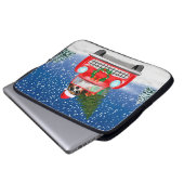 Beagle Hund Autofahren im Schnee Weihnachten Laptopschutzhülle (Vorne Knopf)