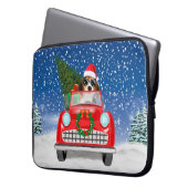 Beagle Hund Autofahren im Schnee Weihnachten Laptopschutzhülle (Vorderseite Links)