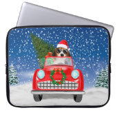 Beagle Hund Autofahren im Schnee Weihnachten Laptopschutzhülle (Vorderseite)
