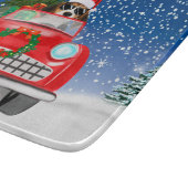 Beagle Hund Autofahren im Schnee Weihnachten Schneidebrett (Ecke)