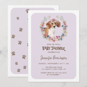 Beagle-Hund Blumenkrone Baby Shower Einladung
