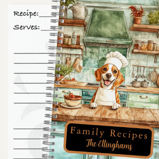 Beagle-Hund-Chef-Spiral-Rezeptbuch Notizblock