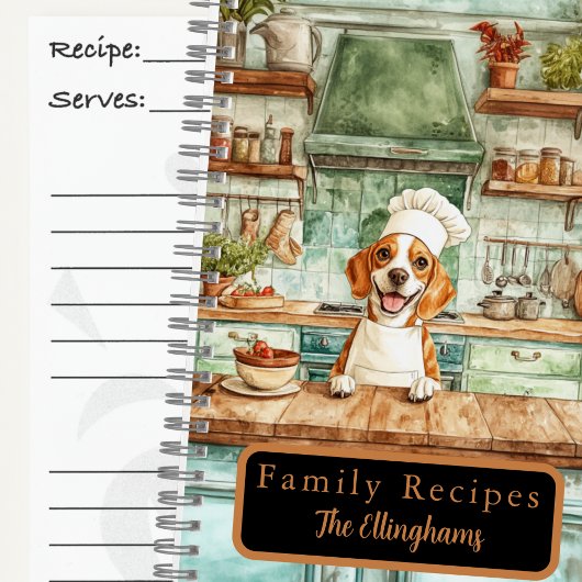 Beagle-Hund-Chef-Spiral-Rezeptbuch Notizblock