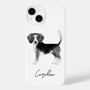 Beagle-Hund-Design in Schwarz-Weiß mit Text Case-Mate iPhone 14 Hülle