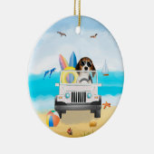 Beagle Hund fahren am Strand Keramik Ornament (Rechts)