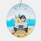 Beagle Hund fahren am Strand Keramik Ornament (Links)