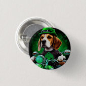 Beagle Hund Fahrrad St. Patrick's Day Button (Vorne & Hinten)