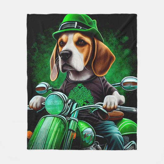 Beagle Hund Fahrrad St. Patrick's Day Fleecedecke (Vorderseite)