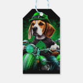 Beagle Hund Fahrrad St. Patrick's Day Geschenkanhänger (Rückseite)