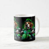 Beagle Hund Fahrrad St. Patrick's Day Kaffeetasse (VorderseiteRechts)
