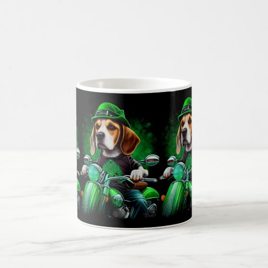 Beagle Hund Fahrrad St. Patrick's Day Kaffeetasse (Mittel)