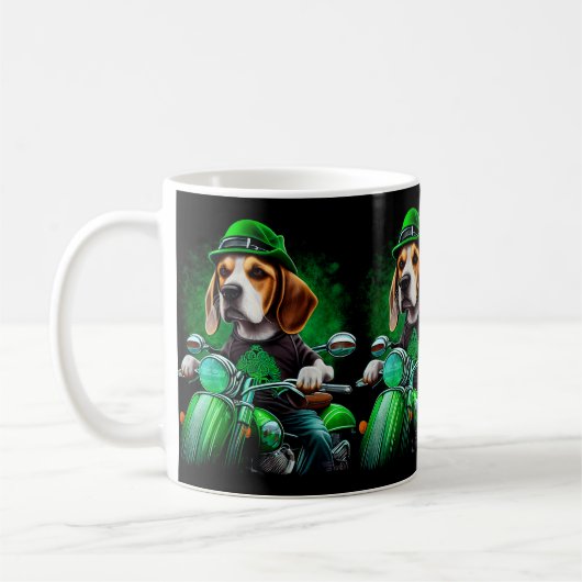 Beagle Hund Fahrrad St. Patrick's Day Kaffeetasse (Links)