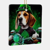 Beagle Hund Fahrrad St. Patrick's Day Keramikornament (Rechts)