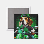 Beagle Hund Fahrrad St. Patrick's Day Magnet (Vorderseite/Rückseite)
