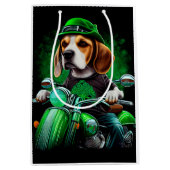 Beagle Hund Fahrrad St. Patrick's Day Mittlere Geschenktüte (Vorderseite)