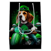 Beagle Hund Fahrrad St. Patrick's Day Mittlere Geschenktüte (Rückseite)