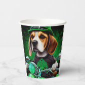 Beagle Hund Fahrrad St. Patrick's Day Pappbecher (Rückseite)