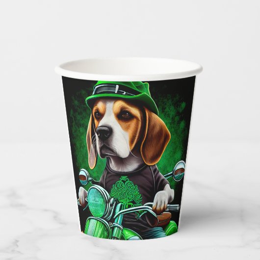 Beagle Hund Fahrrad St. Patrick's Day Pappbecher (Vorderseite)