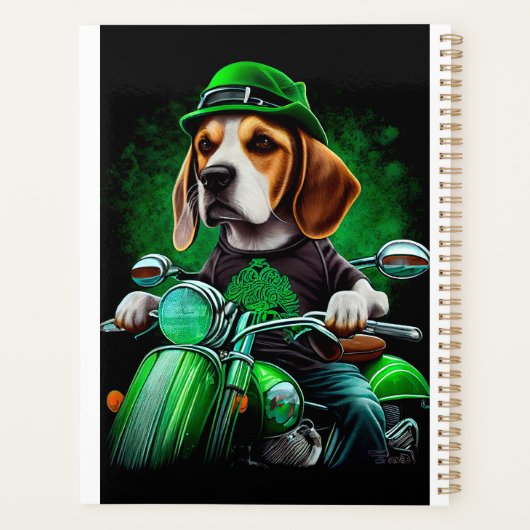 Beagle Hund Fahrrad St. Patrick's Day Planer (Rückseite)