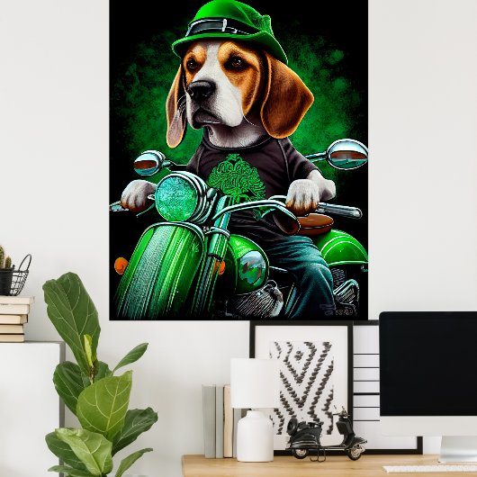 Beagle Hund Fahrrad St. Patrick's Day Poster (Heimbüro)