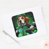 Beagle Hund Fahrrad St. Patrick's Day Quadratischer Aufkleber (Umschlag)