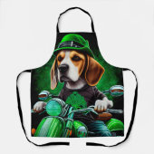 Beagle Hund Fahrrad St. Patrick's Day Schürze (Vorderseite)
