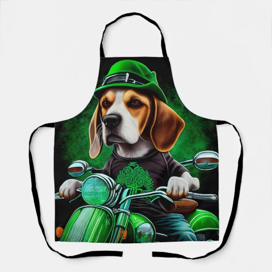 Beagle Hund Fahrrad St. Patrick's Day Schürze (Vorderseite)