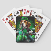 Beagle Hund Fahrrad St. Patrick's Day Spielkarten (Rückseite)