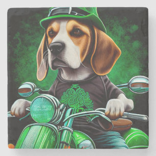 Beagle Hund Fahrrad St. Patrick's Day Steinuntersetzer
