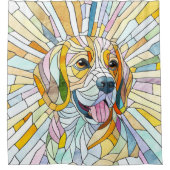 Beagle-Hund - farbenfrohe Mosaikkunst Duschvorhang (Vorderseite)