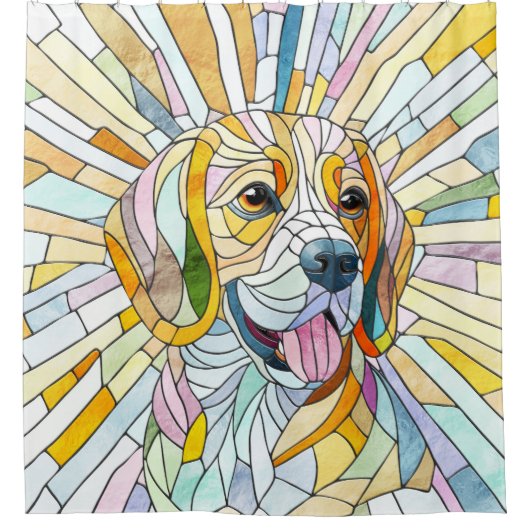 Beagle-Hund - farbenfrohe Mosaikkunst Duschvorhang (Vorderseite)