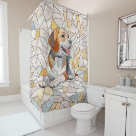 Beagle-Hund - farbenfrohe Mosaikkunst Duschvorhang