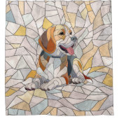 Beagle-Hund - farbenfrohe Mosaikkunst Duschvorhang (Vorderseite)