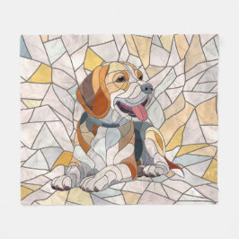 Beagle-Hund - farbenfrohe Mosaikkunst Fleecedecke