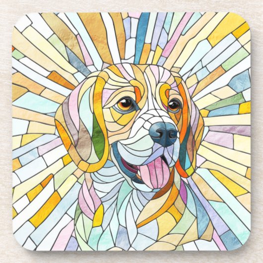 Beagle-Hund - farbenfrohe Mosaikkunst Getränkeuntersetzer (Vorderseite)
