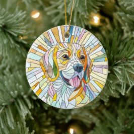 Beagle-Hund - farbenfrohe Mosaikkunst Keramik Ornament