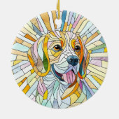 Beagle-Hund - farbenfrohe Mosaikkunst Keramik Ornament (Hinten)