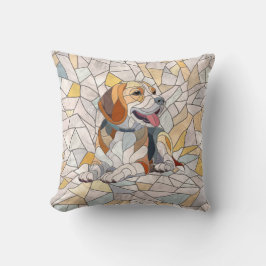 Beagle-Hund - farbenfrohe Mosaikkunst Kissen