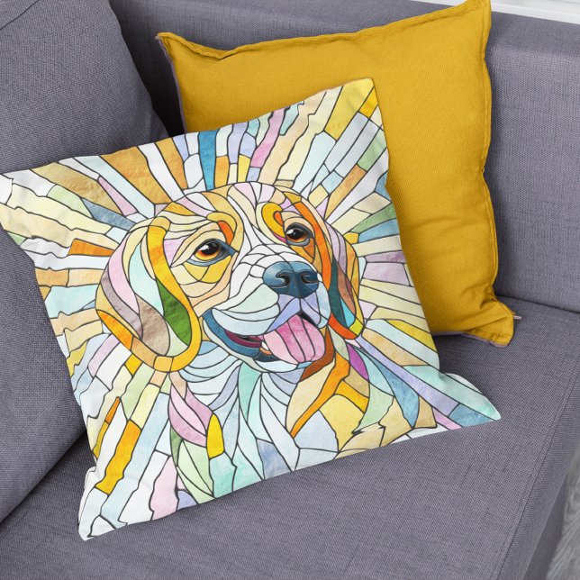 Beagle-Hund - farbenfrohe Mosaikkunst Kissen (Von Creator hochgeladen)