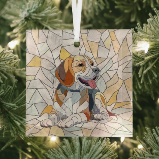 Beagle-Hund - farbenfrohe Mosaikkunst Ornament Aus Glas (Insitu)
