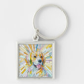 Beagle-Hund - farbenfrohe Mosaikkunst Schlüsselanhänger (Vorne)