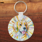 Beagle-Hund - farbenfrohe Mosaikkunst Schlüsselanhänger (Rückseite)