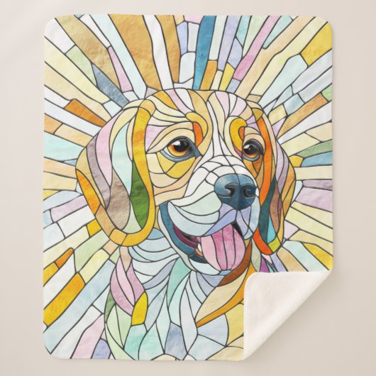 Beagle-Hund - farbenfrohe Mosaikkunst Sherpadecke (Vorderseite)