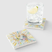 Beagle-Hund - farbenfrohe Mosaikkunst Steinuntersetzer (Seitenansicht)