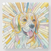 Beagle-Hund - farbenfrohe Mosaikkunst Steinuntersetzer (Vorderseite)